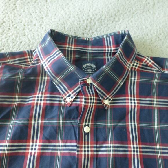 Brooks Brothers Shirt Mens 3XLT Polo Button Up Plaid Blue Sheep Logo Preppy - Picture 3 of 7